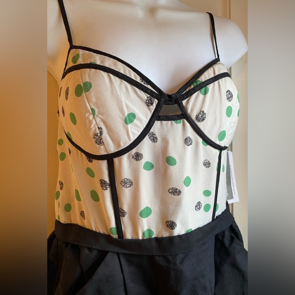 SOLD Hype Spaghetti Strap lingerie inspired Dress black green white NWT Size 8 - Picture 5 of 9